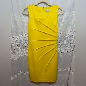 Vibrant an Elegant Calvin Klein Sunburst Yellow Midi Dress!  Size 4